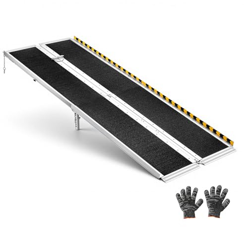 VEVOR 8FT Portable Wheelchair Ramp, Smooth Door Access No Blocking Design, 800 LBS Heavy Duty Non-Slip Threshold Ramp for Home Steps, Stairs, Doorways, Scooter, Curbs