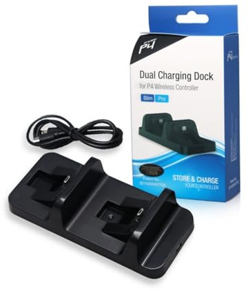 Compatible Con Base De Carga Dual PS4 DualShock 4 Slim Pro Con 4 Dongles Micro USB