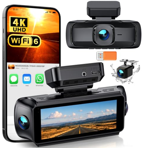 iZEEKER 4 Kanal Dashcam 4K mit WiFi 6, 360° Auto Kamera, 4K + 3×1080P | Dashcam Vorne/Hinten/Innen/Links/Rechts, IR Nachtsicht, App Steuerung, 24H Parküberwachung, G-Sensor, WDR, Endlosschleife