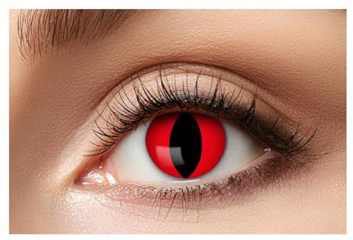 Eyecatcher 84063141-594 - Farbige Kontaktlinsen, 1 Paar, für 12 Monate, Rot, Karneval, Fasching, Halloween