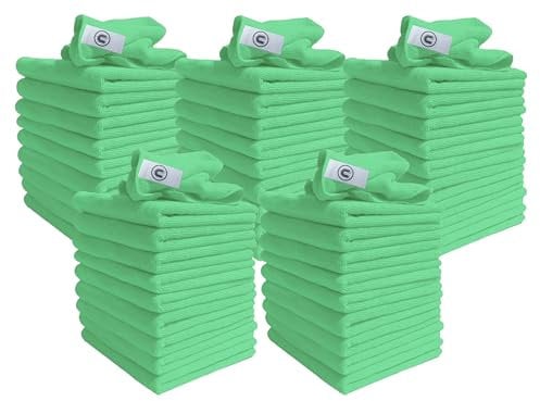 DCS Microfibre Cleaning Cloth, Green, Pack of 50, Large Size: 40x40cm. Super Soft Premium Streak Free Washable Cloth Duster for Kitchen, Bathrooms, Surfaces, Mirrors, Car, Motorbike