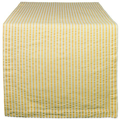 DII Tischläufer, 100% Baumwolle, Seersucker, gestreift, Gelb, 35,6 x 182,9 cm, 1 Stück