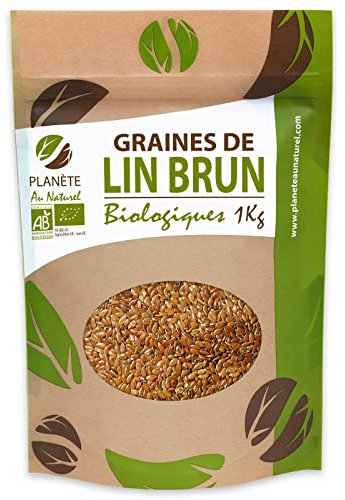 Planète au Naturel Graines de Lin Brun Biologiques - 1kg (Linum usitatissimum)