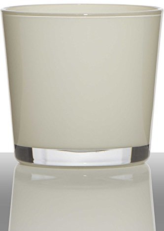 INNA-Glas Orchideentopf Alena, Zylinder - Rund, Creme, 16cm, Ø 17cm - Glas Blumentopf - Übertopf klein