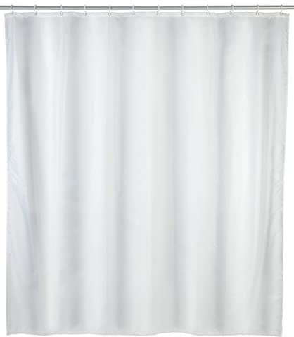 WENKO Anti-Schimmel Duschvorhang Weiß, Textil-Vorhang mit Antischimmel Effekt fürs Badezimmer, waschbar, wasserabweisend, mit Ringen zur Befestigung an der Duschstange, 120 x 200 cm