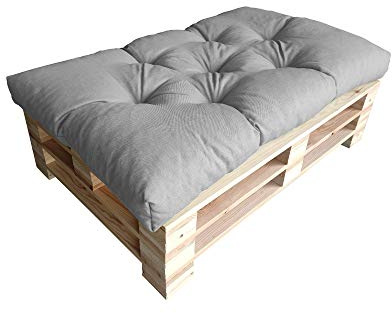 chilly pilley® Palettenauflage UV Wasserabweisend Leinenoptik Schaumflocken Palettenkissen auf Palettensofa Palettenpolster auf Palettenmöbel Rückenlehne Sitzkissen (Sitzkissen 120 x 60 Silber)