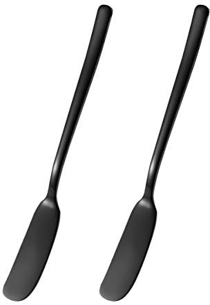HEMOTON Dessertmesser Edelstahl Buttermesser Butter Streumesser Käse Dessert Marmelade Streuer für Sandwiches Butter Käse,2 Stück (Schwarz)
