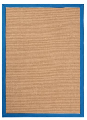 carpetfine Sisalteppich Blau 160x230 cm | Moderner Teppich für Wohn- und Schlafzimmer