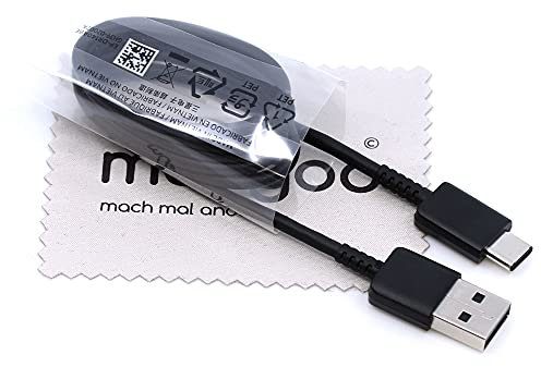 Cable de carga para Samsung EP-DR140ABE original para Samsung Galaxy Tab S5e, Tab S3 9.7, Tab A 8.0 2019, Tab A7, Tab A 10.1/10.5, cable de datos 15 W, negro con paño de limpieza de pantalla Mungoo