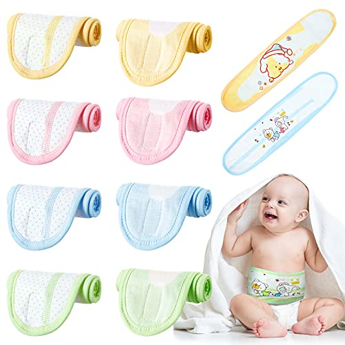 SATINIOR 8 Pcs Baby Belly Button Band Cartoon Pattern Cotton Baby Infant Umbilical Cord Belly Band for 0-12 Months Multiple Colors