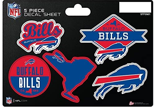 Buffalo Bills 5 Stück kleine Aufkleber auf einem 10,8 x 15,2 cm Bogen