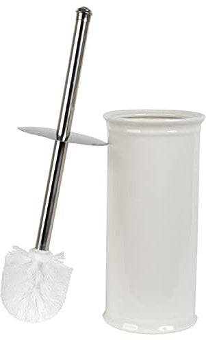 MAISONICA Toilet Brush Holder Ivory Ceramic Round Bathroom Accessory