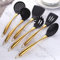 YDware Kitchen Utensil Set, 6Pcs Silicone Cooking Utensils Spatula Turner Heat Resistant Tools, Non-Stick Cookware with Steel Handle Gold
