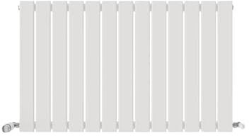 VeeBath Belgravia Radiator, Horizontal Single Flat Panel, Central Heating Wall Mounted/Upstanding Column Designer Radiators for Bathroom/Kitchen/Living Room with Angled Valve- 600x988mm,White