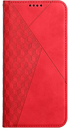 Coque Etui Clapet pour Motorola Moto Edge 20,Pochette en Cuir Antichoc Sensation de Peau Bourse avec Aimants cachés Supports et Cartes bancaires,Housse Protection - Rouge