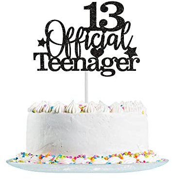 13.Geburtstag Tortendeko Schwarz 13 Offizielle Teenager 13. Geburtstag Kuchen Topper Glitter für 13. Geburtstag Kuchendeko Dekoration Mädchen Jungen (Schwarz)
