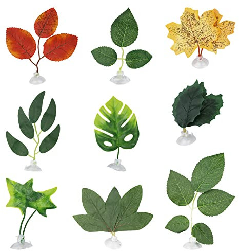 LAMXD Lot de 9 coussins de hamac en forme de feuilles de lit Betta pour poissons Betta Accessoires pour plantes pour un repos léger et réaliste simulant l'habitat