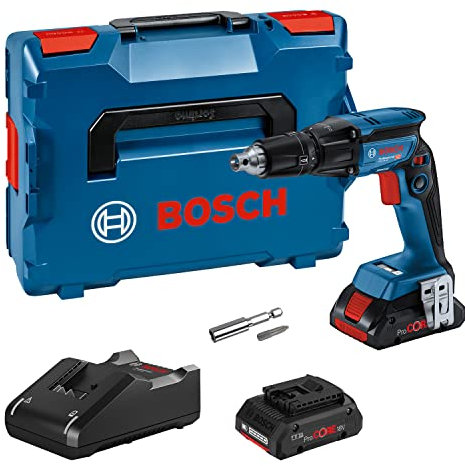 Bosch Professional 18V System Visseuse Plaquiste Sans-fil GTB 18V-45 (avec 2 Batteries ProCORE18V 4.0Ah, Chargeur GAL 18V-40, Dans L-BOXX 136), Blue