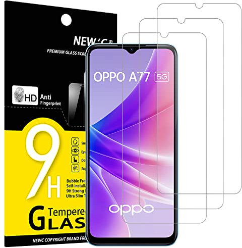 NEW'C 3 Piezas, Protector Pantalla para OPPO A77 5G, OPPO A57 4G, Oppo A57s, Cristal templado Antiarañazos, Antihuellas, Sin Burbujas, Dureza 9H, 0.33 mm Ultra Transparente, Ultra Resistente