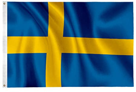 150x90cm Bandera de Suecia, Bandera Sueco con 2 Ojales de Metal, Bandera Nacional Suecia de Color Brillante, Decorada en Eventos Deportivos, Fiestas, Desfiles