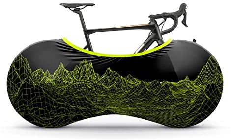 Velo Sock Bicycle Indoor Cover for Storage and Transportation, Stretchy Dirt Proof Fabric, Bike Travel Protection Cover, Multiple Designs, Stylish Accessory for Adult Bike - Optical Neon
