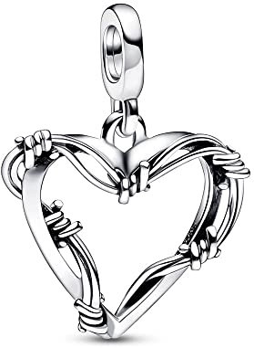 PANDORA ME Stacheldraht-Herz Medaillon aus Sterling Silber, aus der PANDORA Me Collection, 792526C00