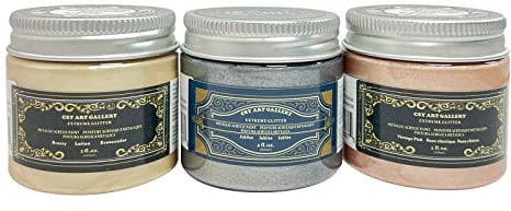 CSY art gallery Metallic Acrylic Paint Set 2oz Bottle*3 Champagne Gold Gypsum- Aromatherapy- Handpainted Perfect for Easy to Apply DIY Arts and Crafts(Creamy Sakura)