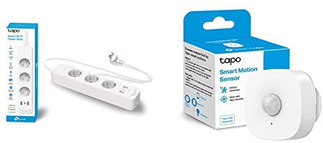 TP-Link Tapo P300 steckdosenleiste mit 2 USB-Anschlüsse & 1 Type C-Anschlüsse 1.5M,Weiss & TP-Link Tapo T100 Bewegungsmelder, für Alarmanlage und Smart Home, Weitbereichserkennung
