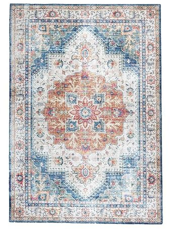 FRAAI | Home & Living Vintage Teppich - Azara Hellblau - 270x370cm | Polyester - Machine woven - Medallion - Classic - Living room