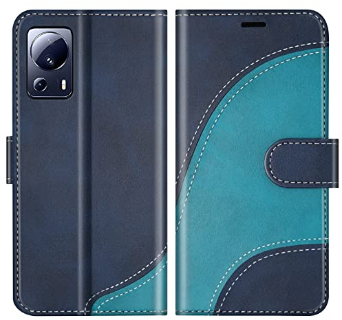 BoxTii Coque pour Xiaomi MI 13 Lite, Portefeuille Etui en Cuir PU, Magnétique Protection Housse Coque pour Xiaomi MI 13 Lite, Bleu