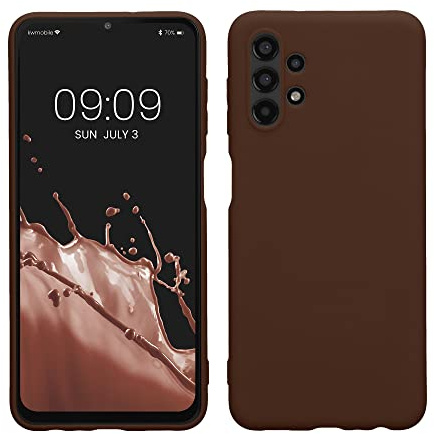 kwmobile Case for Samsung Galaxy A13 4G Case - Soft Cover - Shockproof TPU Material - Wireless Charging - Chocolate