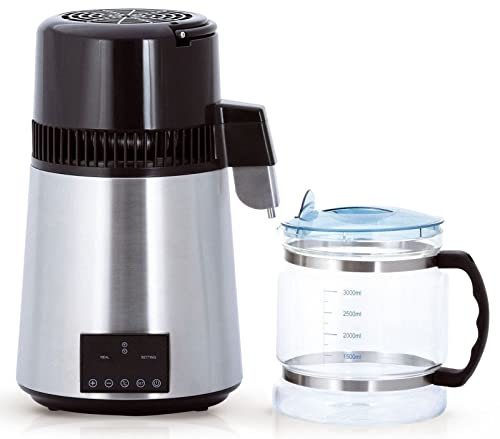 Distillatore D'acqua, Depuratore D'acqua Da 4 Litri, Con Controllo Della Temperatura, Display a Tre Schermi, Con Caraffa In Vetro, Per Casa, Ufficio, Scuola, Laboratorio