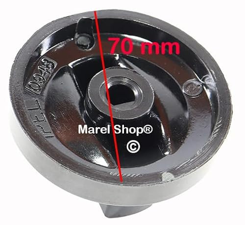 Marel Shop® - Manopola Cucina Friggitrice Cuoci Pasta Ristorazione Professionale Attacco Mezza Luna 10 x 7,5 mm Esterno 70 mm compatibile con Vari Marchi