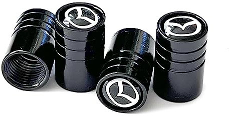 4 Stück Set Aluminium Ventilkappen Mazda Style Logo für Auto, Fahrrad, Motorrad. Deckel aus Metall