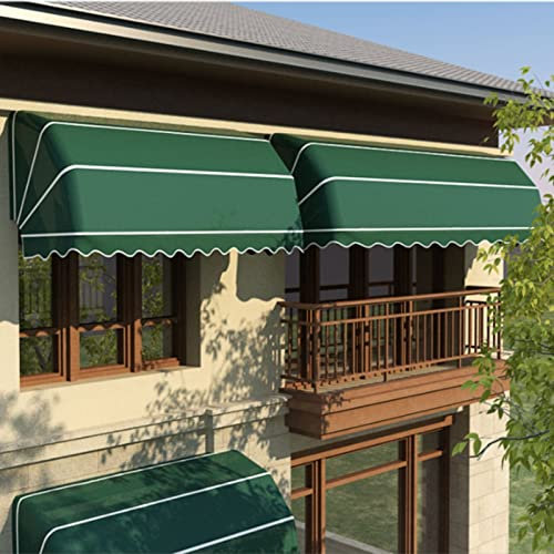 BPILOT Fenstermarkisen & Vordächer- Tür Markise- Vollständig Montiert Polyester Segeltuch- Markise Regensicher Sonnenschutz Mit Metall-Halterungen for Außen Veranda Garten (Color : Green, Size : 150
