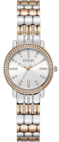 Guess Women's 30mm Watch - Two-Tone Bracelet White Dial Two-Tone Case