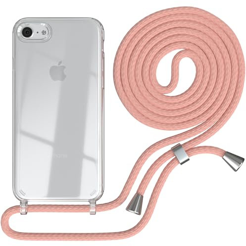 EAZY CASE - Smartphone Necklace - kompatibel mit iPhone SE (2022/2020) / iPhone 8/7, Tasche Kette Schultertasche Crossbody Bag, zum Umhängeband Kordel in komplett Alt Rosa mit Endstücken in Silber