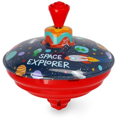 Legami - Toupie Spin me Round, Mini Toupie, Thème Space Explorer, Univers Vaisseau Spatial, Gadget Cadeau Anniversaire, Jeu pour Enfants, Diamètre 13 cm