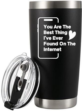 Panvola You are The Best Thing I’ve Ever Found On The Internet Vacuum Insulated Tumbler Anniversary Valentines Couples Gift Boyfriend Girlfriend Stainless Steel Travel Mug with Lid Straw 20 oz Black