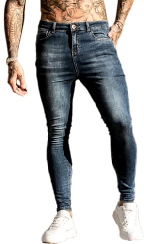 Oanviso Homme Jean Troué Mode Skinny Slim Fit Pantalon Denim Styles Déchiré Sport Trousers avec Fermeture Éclair Casual Pants Trekking Outdoor Cargo Vintage K Bleu Foncé M