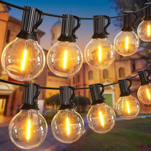 Yeeklab LED Lichterkette Außen 30M, Lichterkette Outdoor mit 50+2 Warmweiße G40 Glühbirnen, Wasserdicht Lichterkette Glühbirnen für Garten Pavillon Terrasse Partys