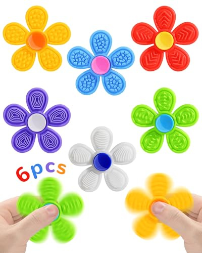 SCIONE 6er-Set Silikon Fidget Spinner – Sensorik-Spielzeug mit Anti-Stress-Textur, Bunter Handspinner als Konzentrationshilfe für Kinder & Erwachsene, Lautloses EDC Gadget bei ADHS & Angstabbau