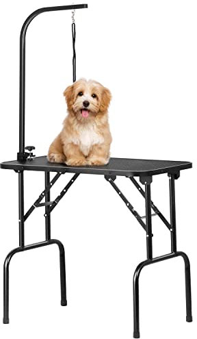 Yaheetech 32'' Portable Pet Grooming Table Collapsible Dog Grooming Table for Small Dog/Cat Beauty Trimming Table w/Adjustable Arm/Loop Noose