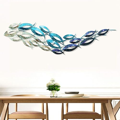 Küste Meer Metall Fisch Wandkunstdekoration, 3D Abstrakte Fischwandskulptur | Handwerk Fischdekoration, hängende Ornamente, für Wohnzimmer/Schlafzimmer