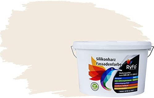 RyFo Colors Silikonharz Fassadenfarbe Lotuseffekt Trend Weißtöne Seidenweiß 10l - bunte Fassadenfarbe, weitere Weiß Farbtöne und Größen erhältlich, Deckkraft Klasse 1