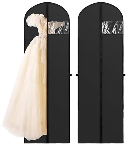 Hejo 2 Stück Kleidersack Lang 180 cm, Faltbare Kleiderhülle, Atmungsaktive Kleidersäcke mit Griffen, Staubdichte Kleidung Schutztasche, Garment Bag für Brautkleider Abendkleider (180 × 60 cm)