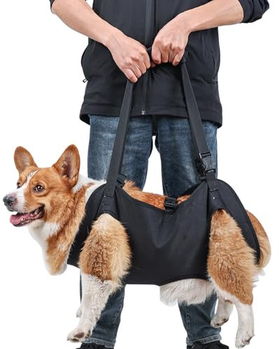 MIGHTYDUTY Tragehilfe Hund Ganzkörper rüde Weibchen Tragbar Multifunktional Ganzkörperhebehilfe Geeignet für ältere Verletzte und Behinderte Hunde Wandern L
