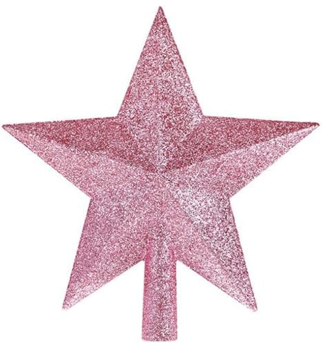 15CM Pink Mini Star Tree Topper - Glitter Star Topper for Small Christmas Trees