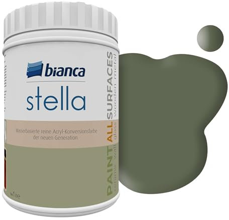 Bianca Stella Wasserbasierte Reine Acrylfarbe - Verde, 1 L - Hochwertige Farbe für Möbel, Wände und Beton, für alle Oberflächen, ideal für DIY, Handwerker und Profis