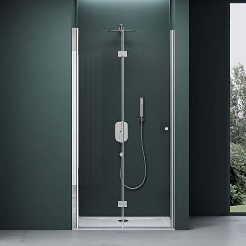 Mai & Mai Paroi de Douche en niche 120x190cm Pare Douche Transparent Porte Pivotante Pliante avec Revêtement Nano Easy Clean Teramo26K